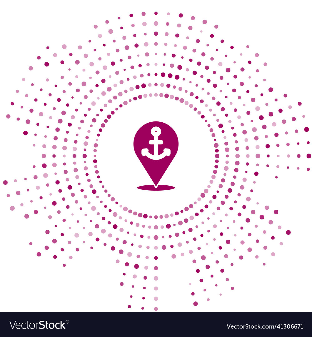 Purple map pointer with anchor icon isolated vector image Purple map pointer with anchor icon isolated