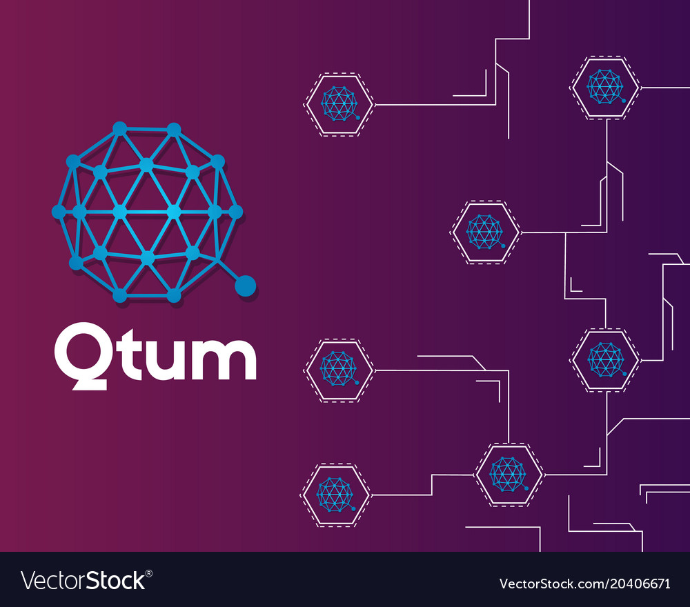 Qtum blockchain cryptocurrency circuit concept