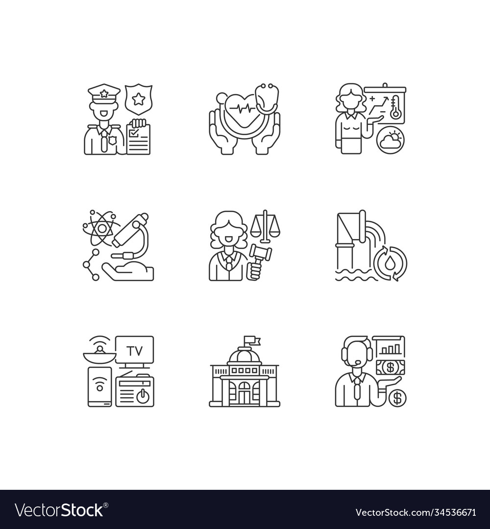 Routine services linear icons set vector image Routine services linear icons set