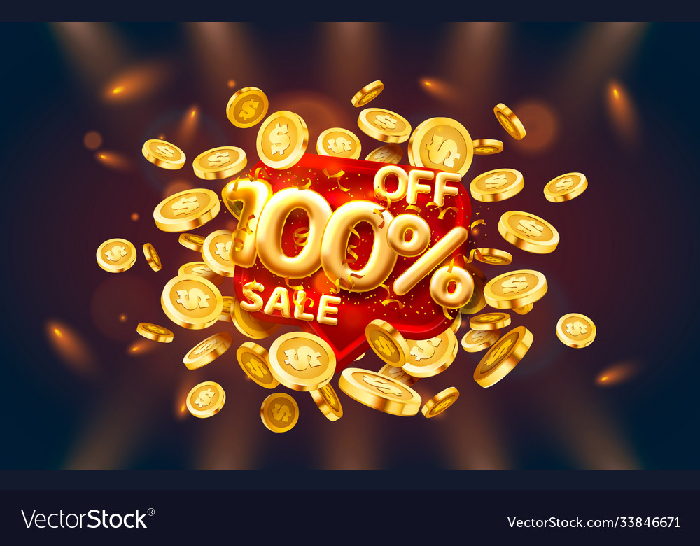 Sale 100 off ballon number on red background Vector Image