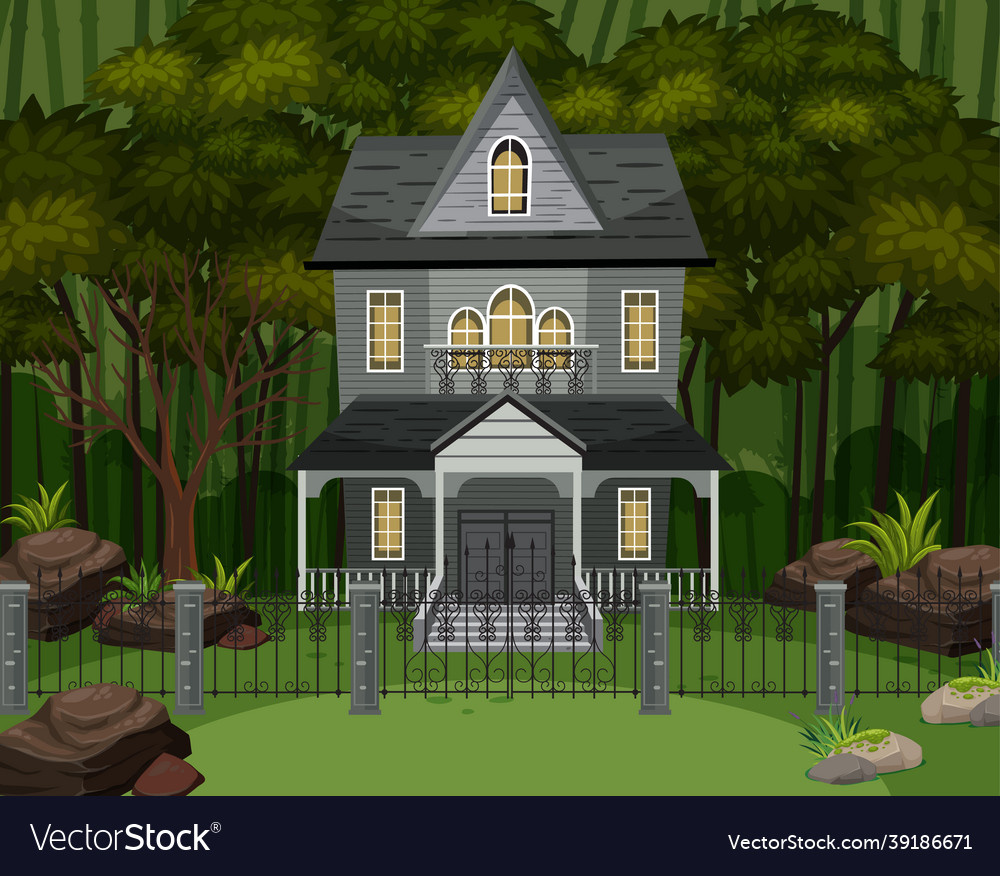 Scene with haunted halloween mansion