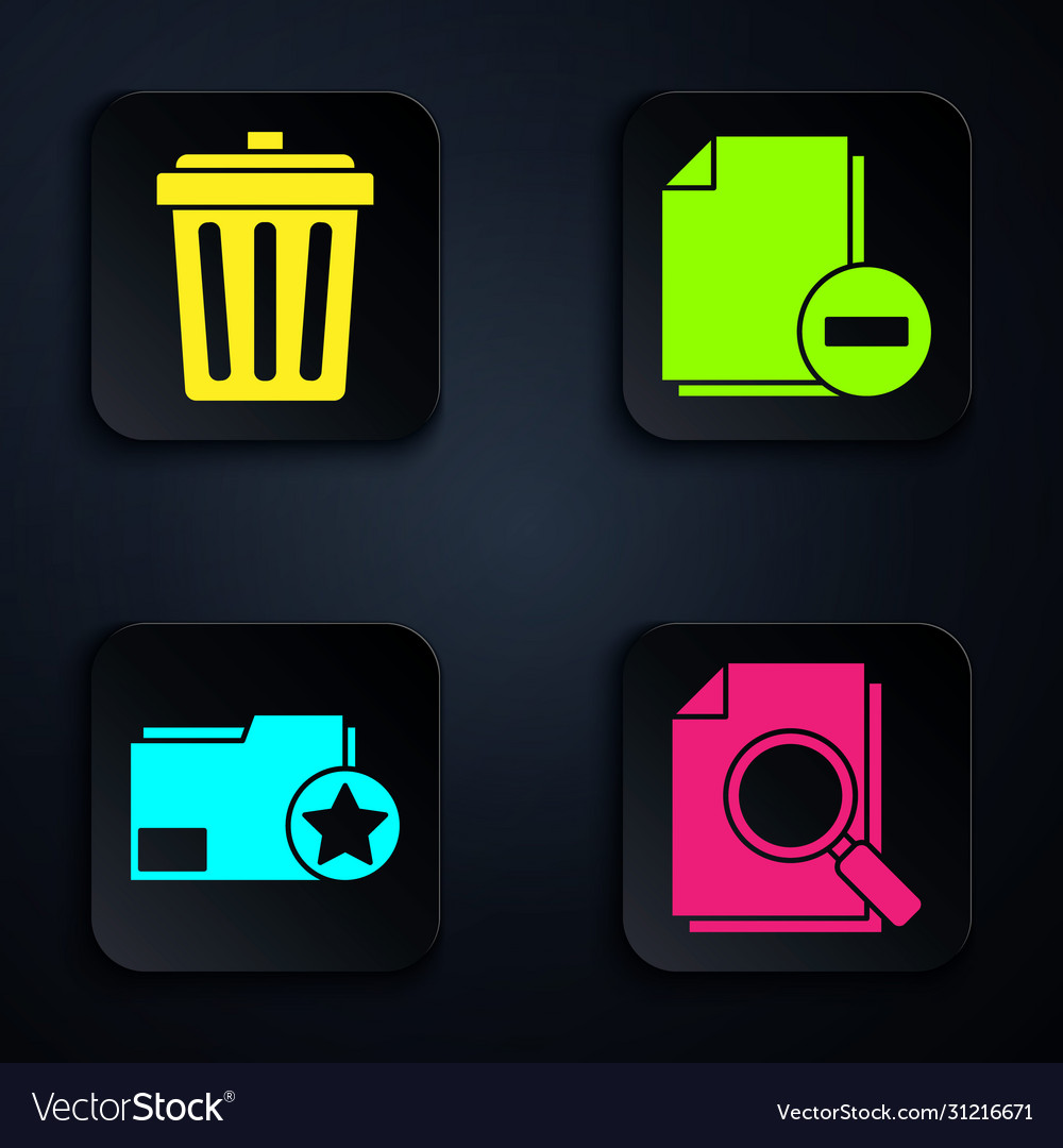 Set document with search trash can vector image Set document with search trash can