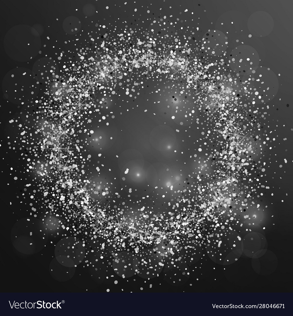 Silver particles in circle form on dark background