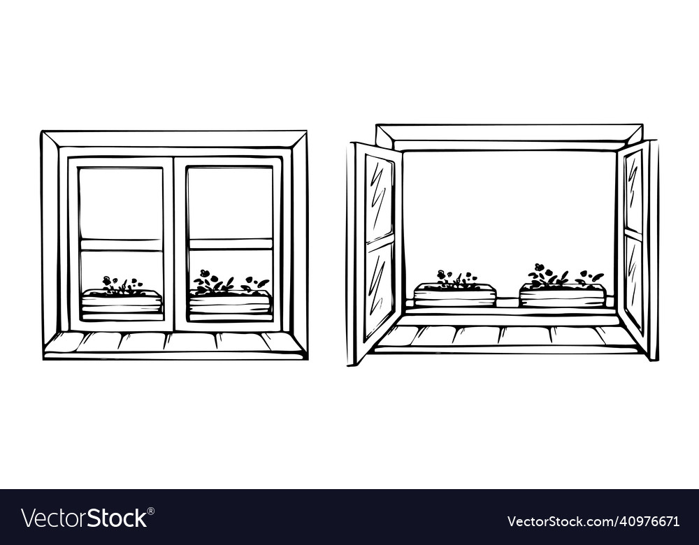 Window is open and closed sketch sill
