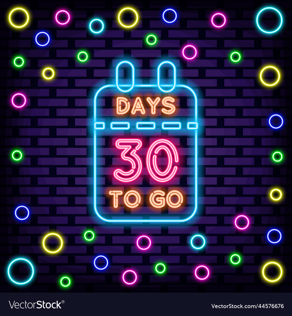 2 days left neon quote script text vector image 2 days left neon quote script text