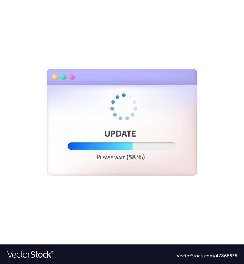 3d window icon of software update process vector image 3d window icon of software update process