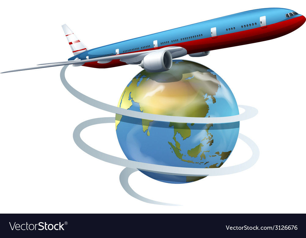 A Plane Travelling Around Globe Royalty Free Vector Image 2652