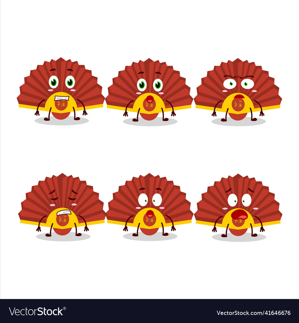 Character cartoon of red chinese fan with scared Vector Image Character cartoon of red chinese fan with scared Vector Image