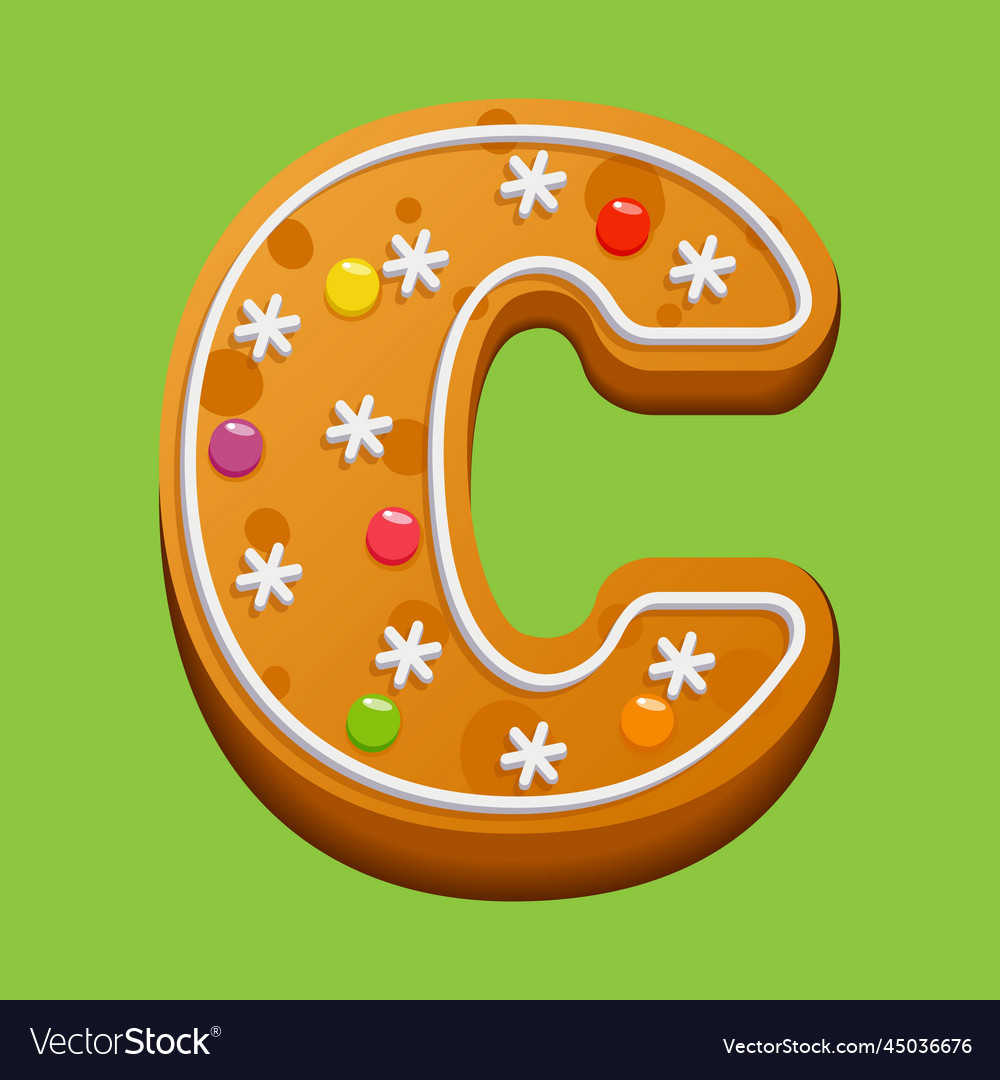 Christmas gingerbread cookie letter c