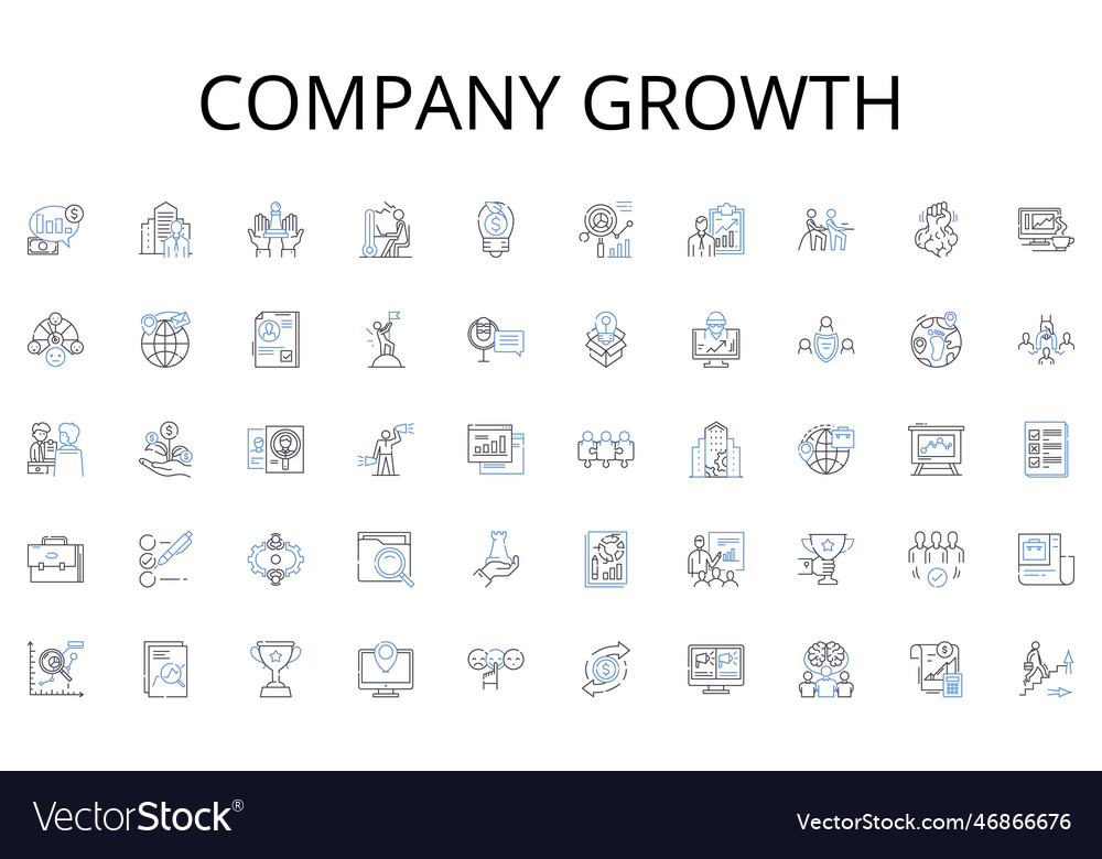 Company growth line icons collection savory