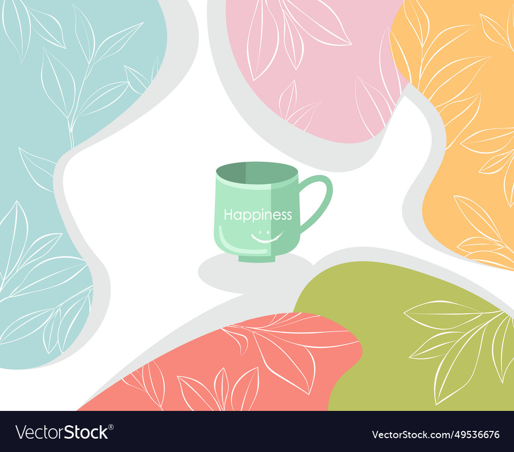 Cup of tea with colored background leaves