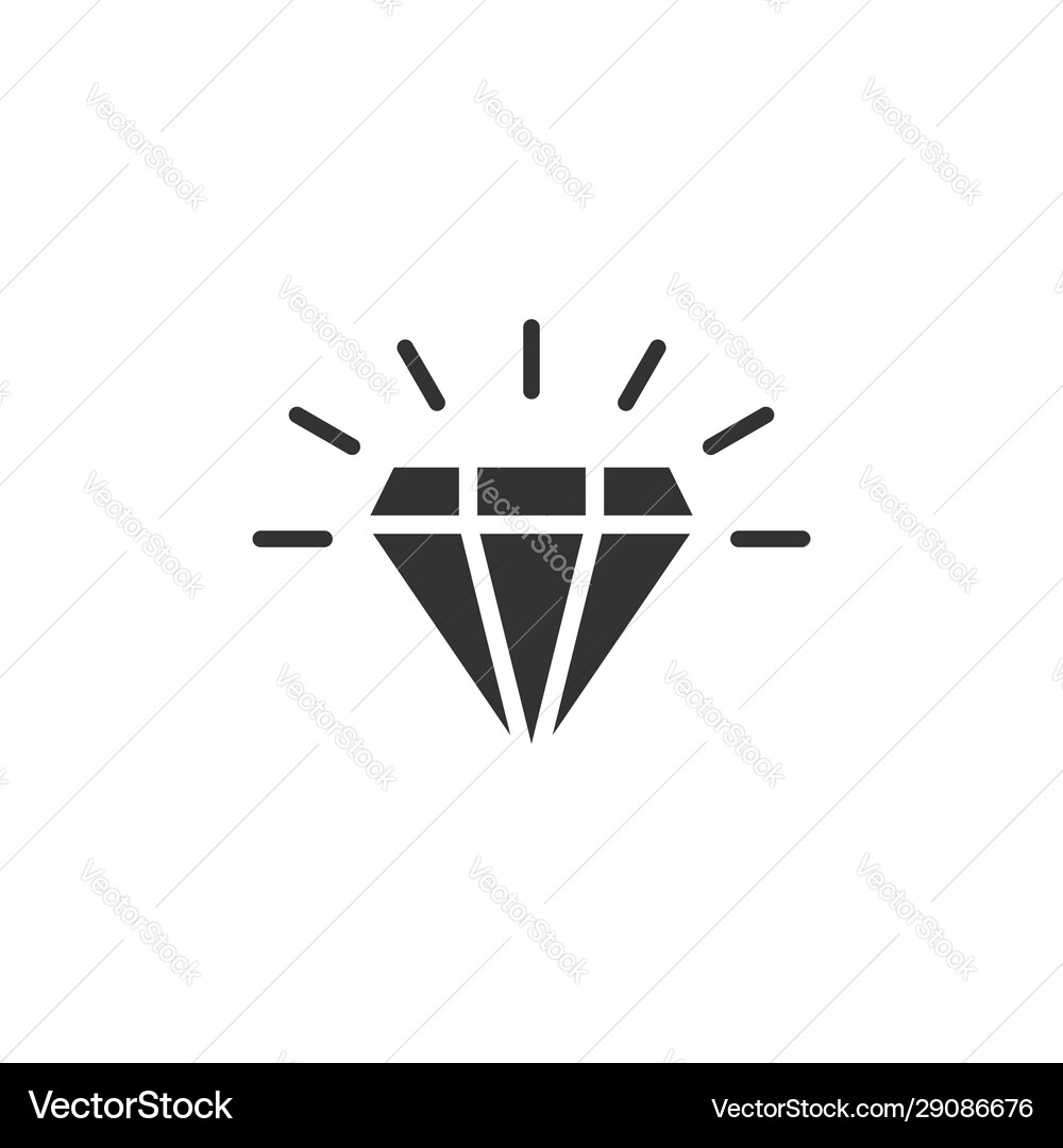 Diamond gem icon in flat style gemstone on white Vector Image