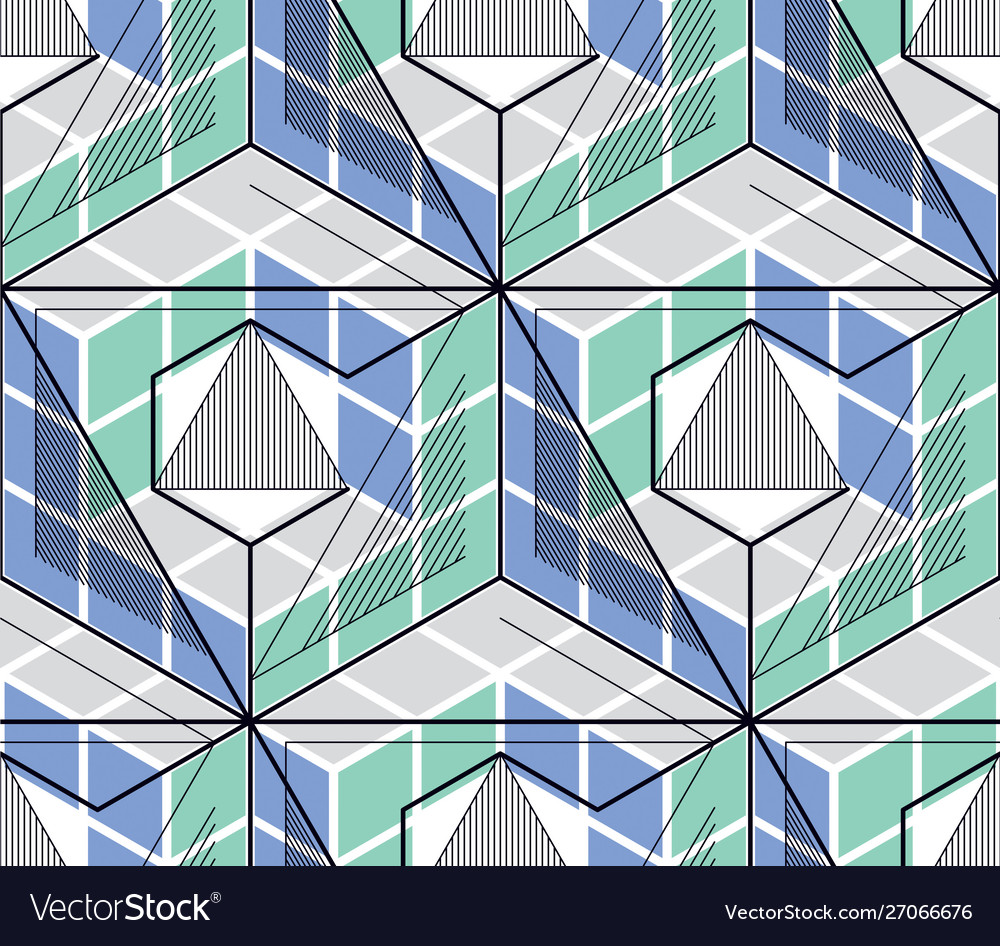 Geometric 3d lines abstract seamless pattern vector image Geometric 3d lines abstract seamless pattern