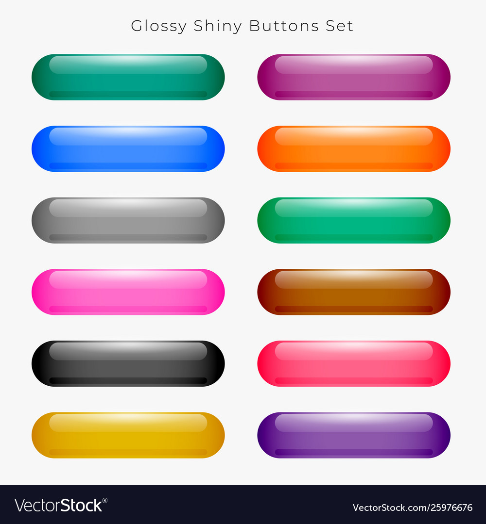 Glossy wide round web buttons set