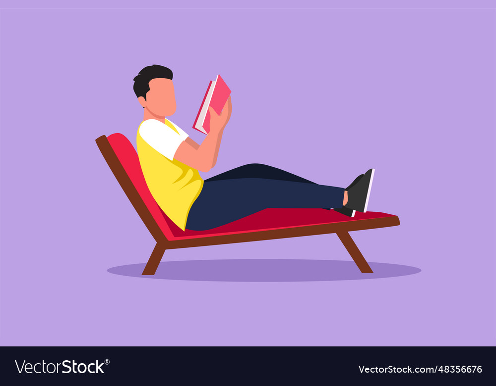 Graphic flat design drawing of reclined man