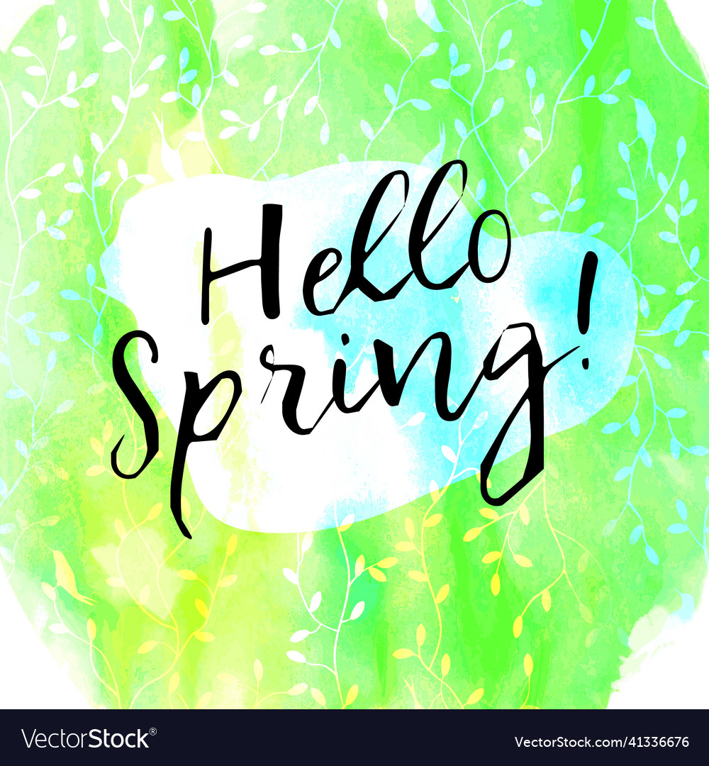 Hello spring text vector image Hello spring text