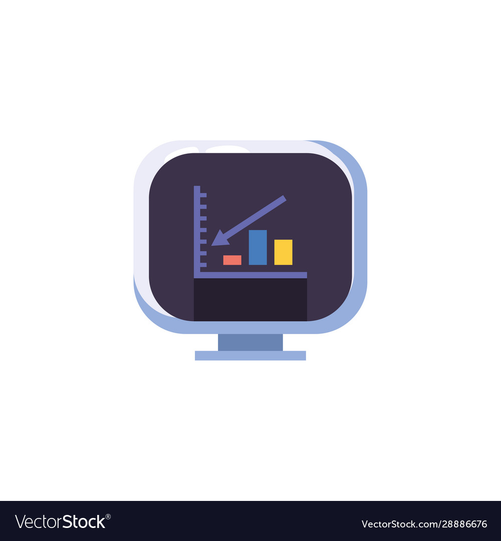 Isolated decrease workflow inside computer vector image Isolated decrease workflow inside computer