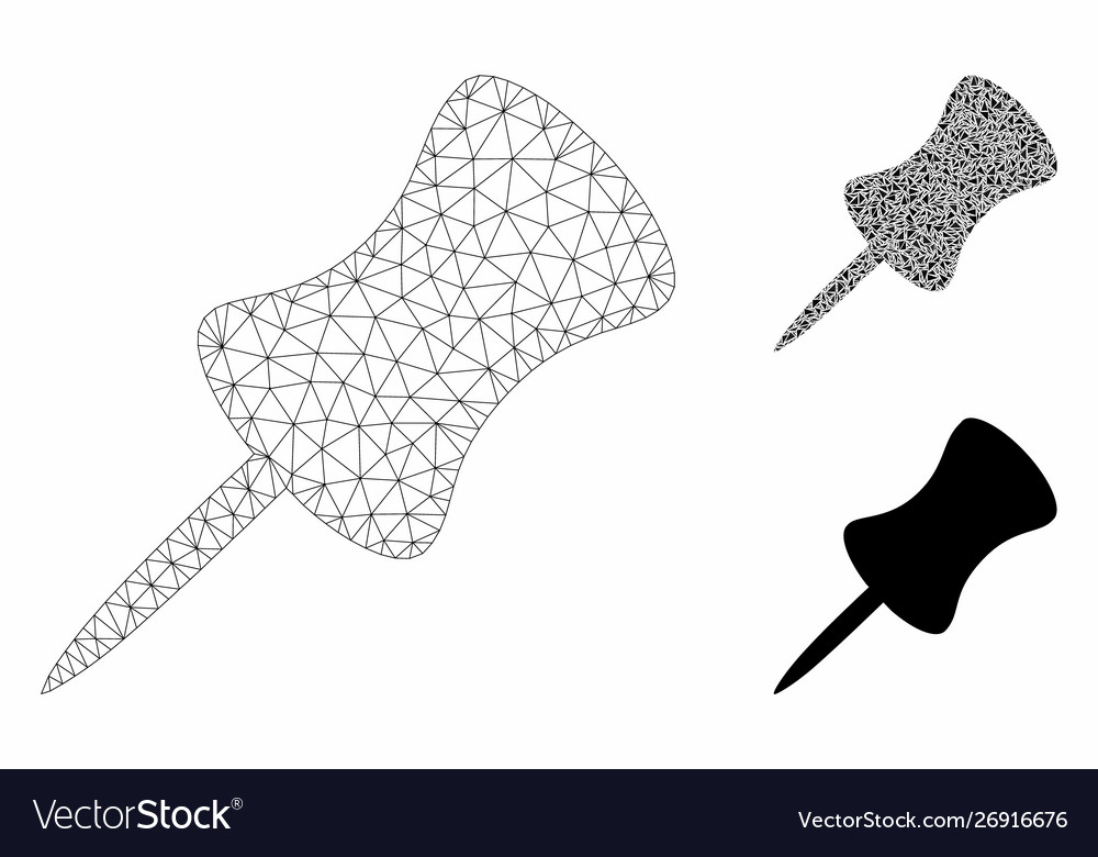 Pin mesh network model and triangle mosaic vector image Pin mesh network model and triangle mosaic
