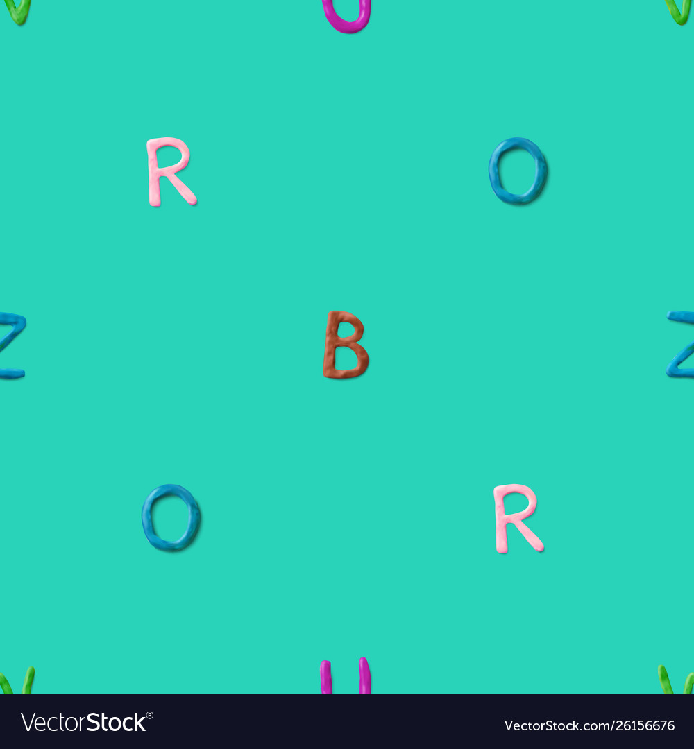 Seamless pattern with alphabet handmade modeling