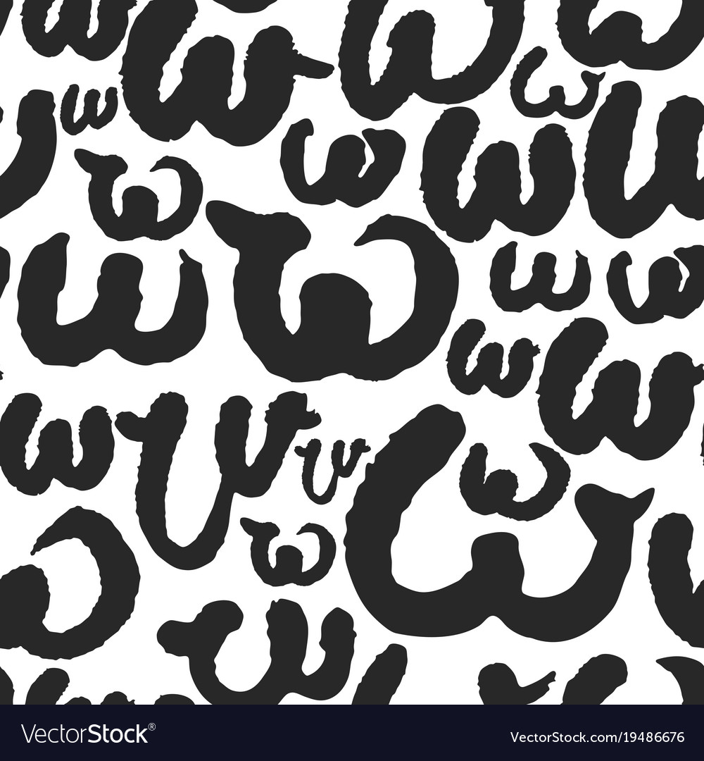 Seamless pattern with calligraphy letters w