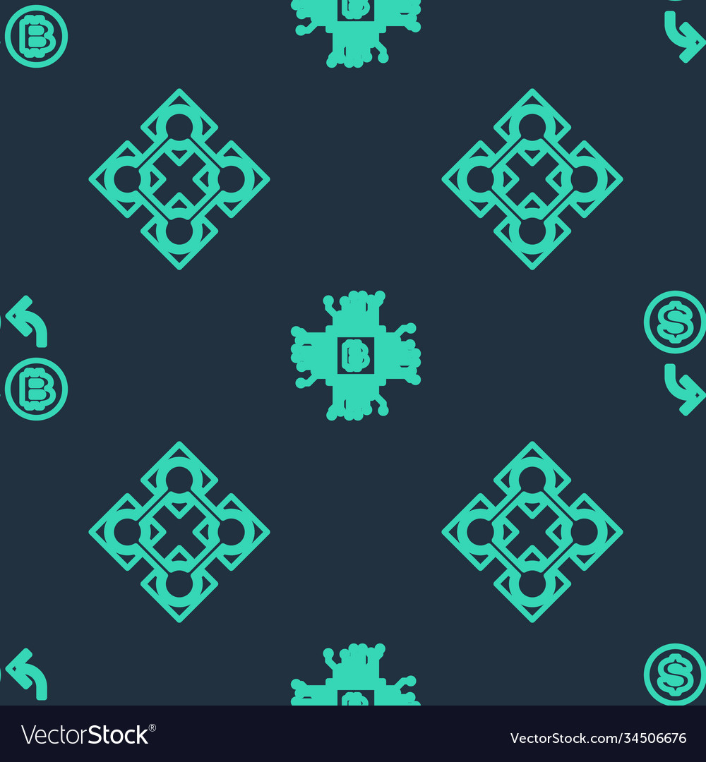 Linie cpu Bergbau Farm Blockchain-Technologie vector image Linie cpu Bergbau Farm Blockchain-Technologie