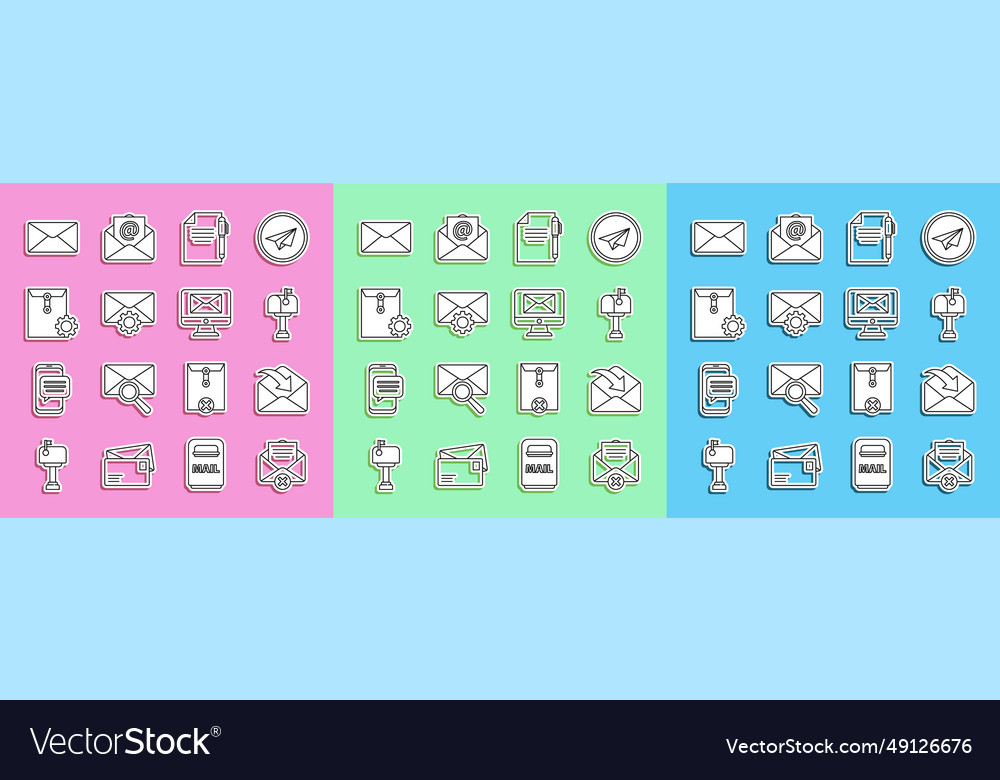 Set line delete envelope mail box Vector Image Set line delete envelope mail box