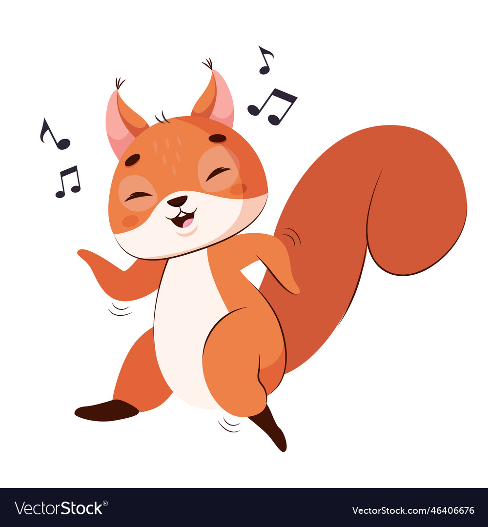 Squirrel listening to music and dancing Royalty Free Vector