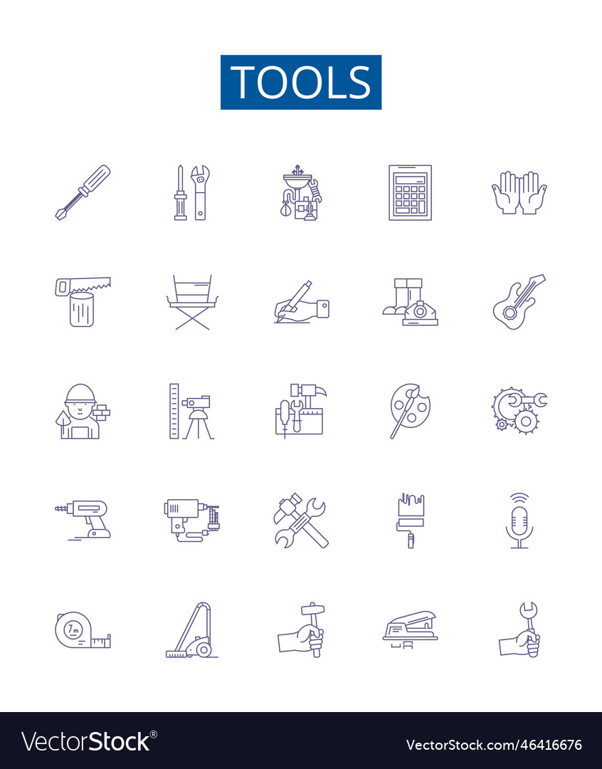 Tools line icons signs set design collection