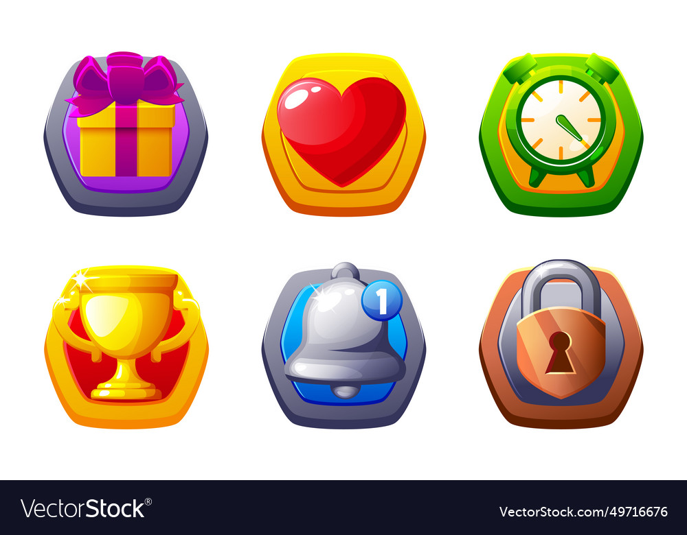 Ui icon set time heart castle gift bonus