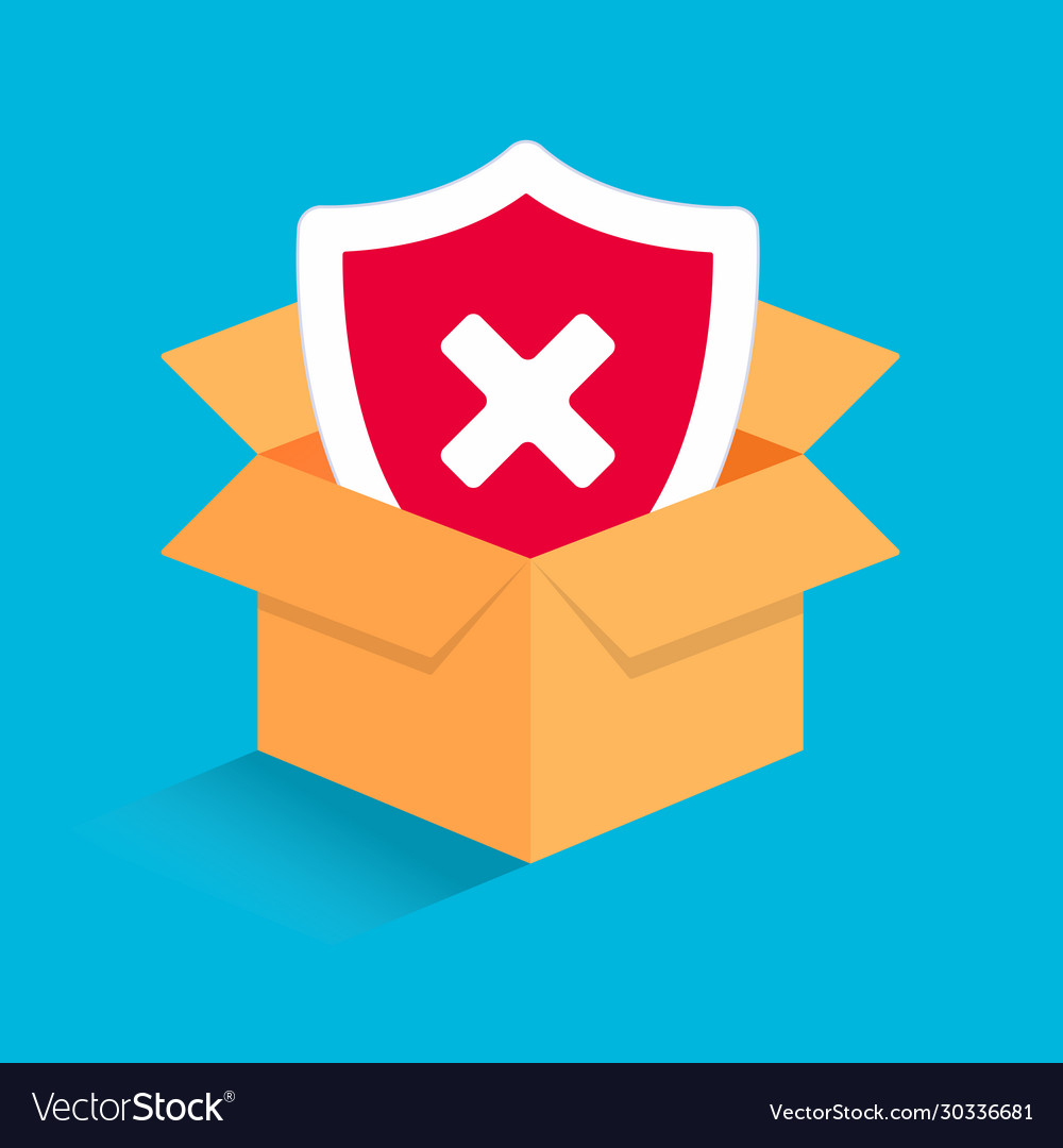 3d open box with check mark tick in shield Vector Image 3d open box with check mark tick in shield