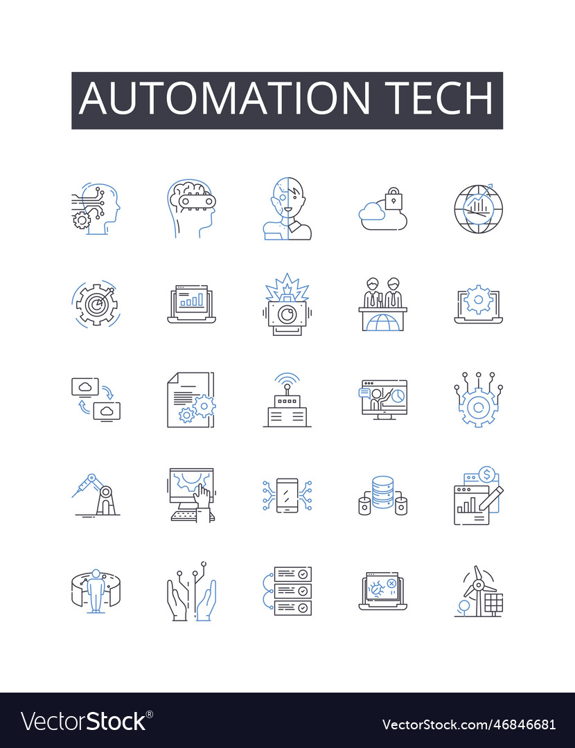 Automation tech line icons collection digital