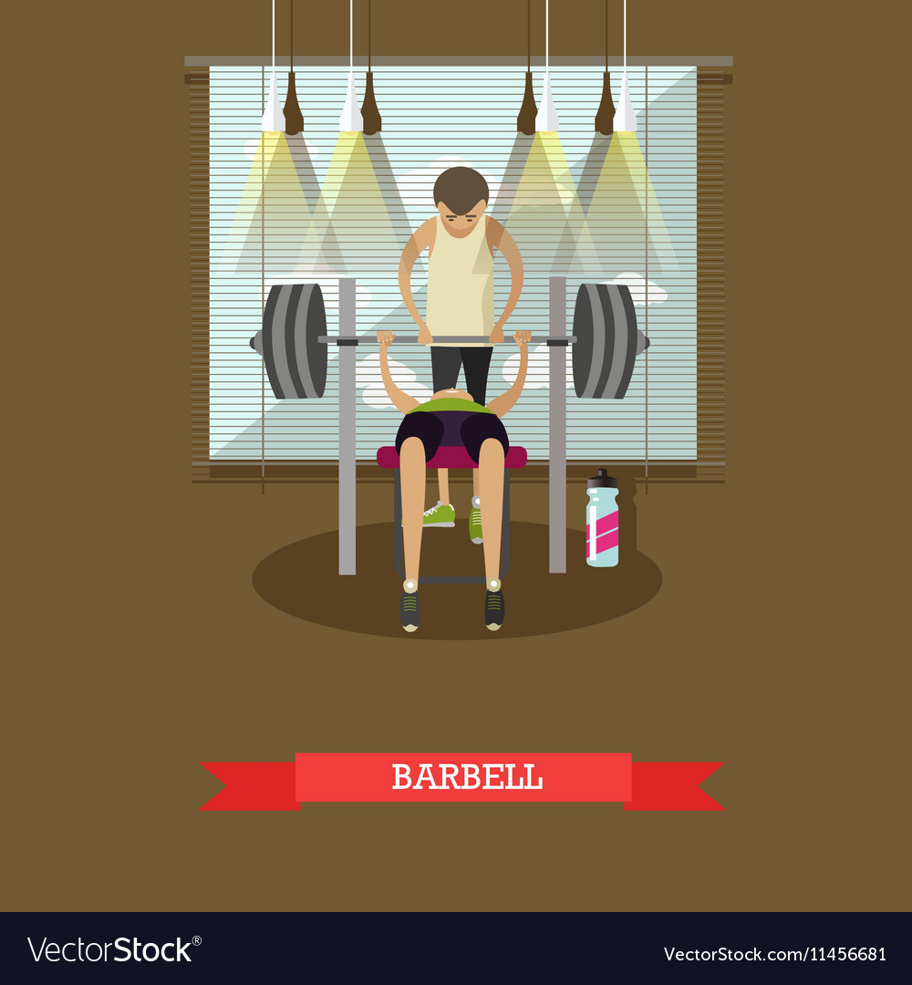 Bench Press Using A Barbell Man Working Out In Vector Image