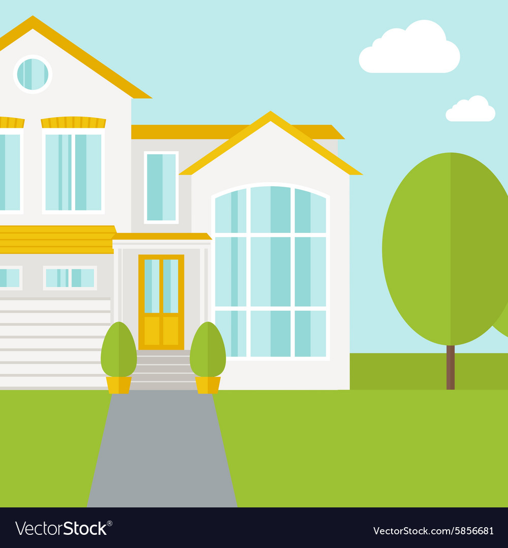 Big house with trees Royalty Free Vector Image