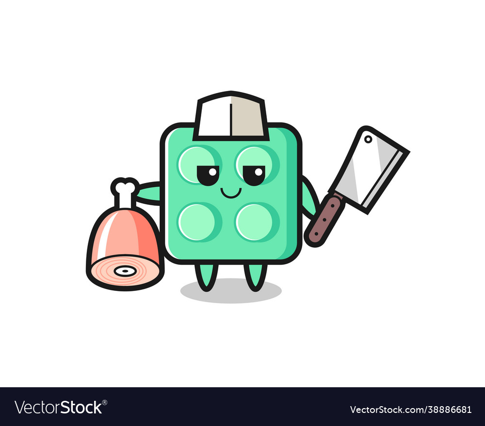 Brick toy character as a butcher Royalty Free Vector Image