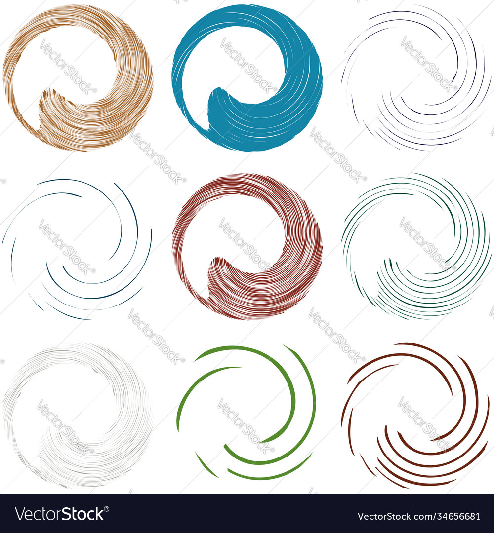 Circular spiral swirl twirl design element Vector Image