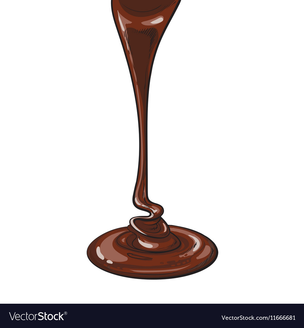 Dark chocolate topping flowing down