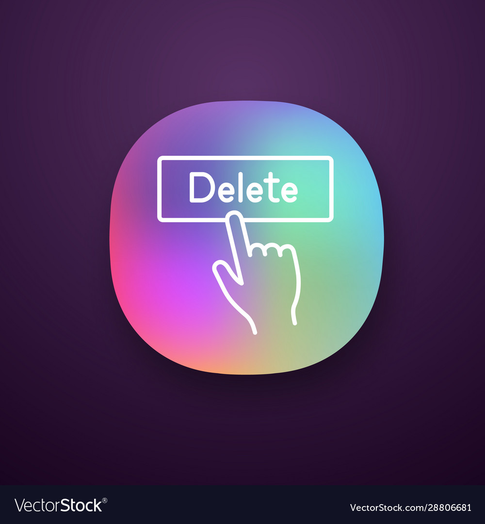 Delete button click app icon vector image Delete button click app icon