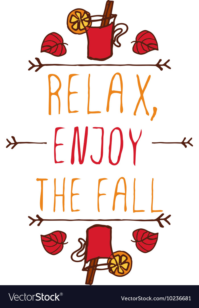 Handdrawn autumn element with text