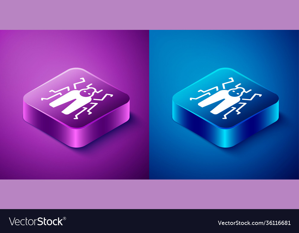 Isometric beetle bug icon isolated on blue