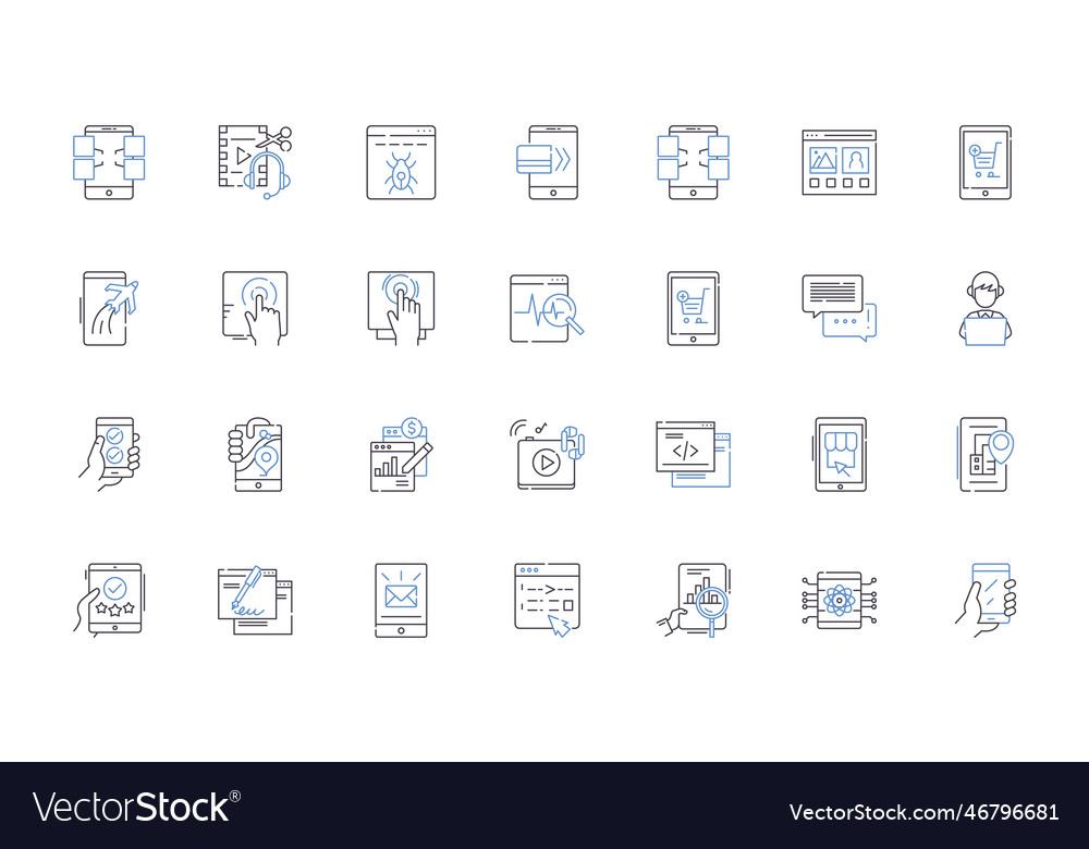 Label line icons collection identification