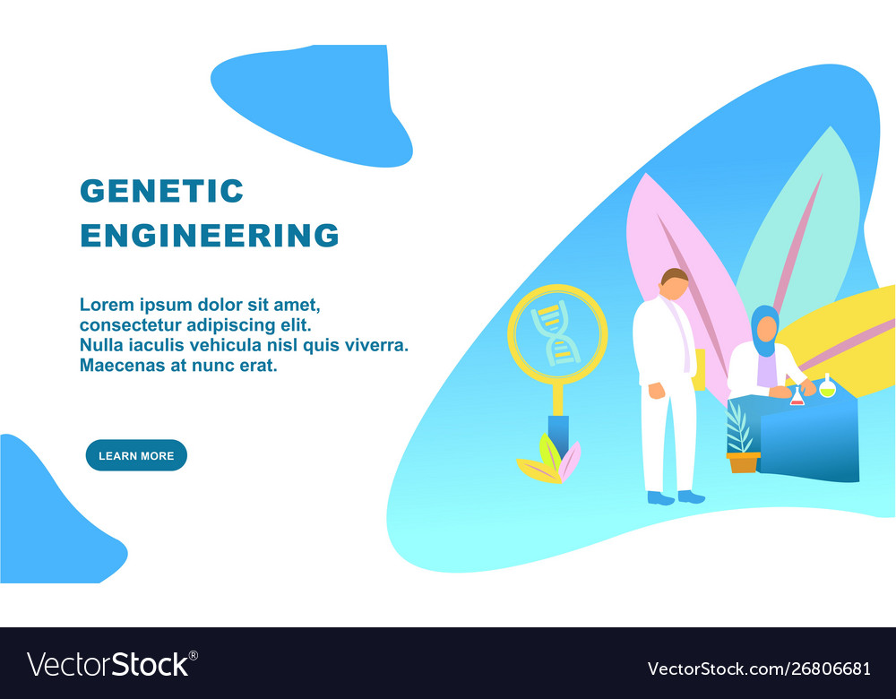 Microscope and scientists changing dna structure Vector Image Microscope and scientists changing dna structure