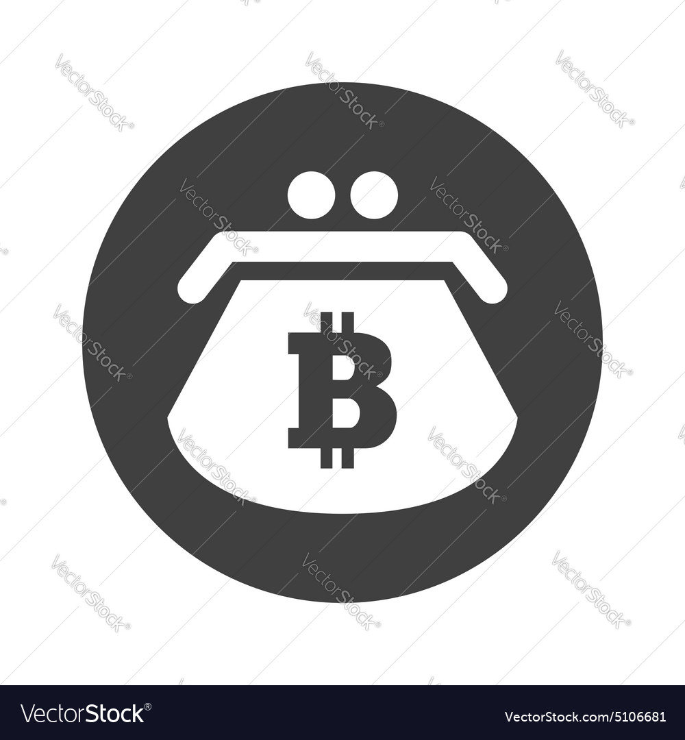 Monochrome round bitcoin purse icon