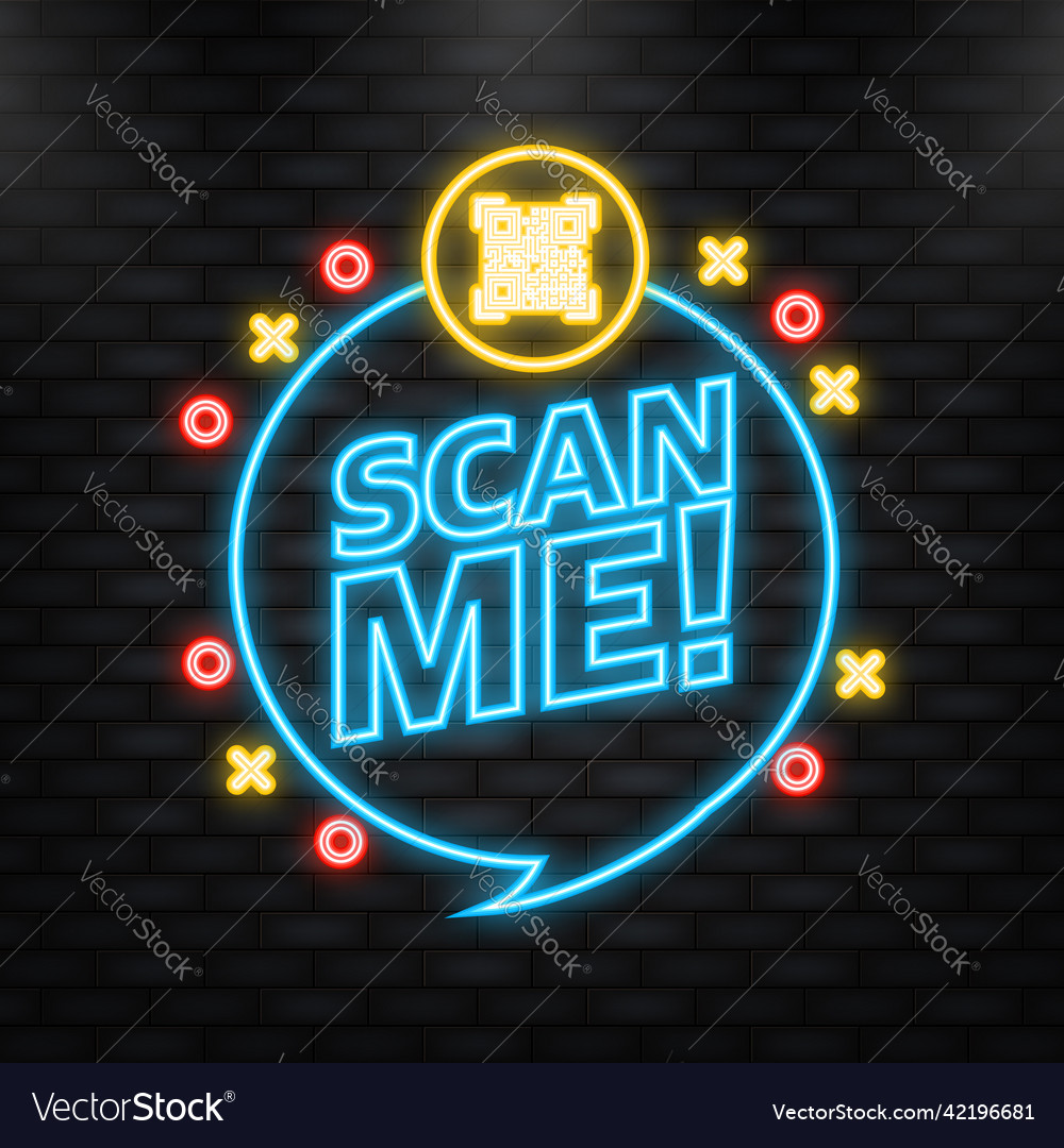 Neon icon scan code smartphone on white vector image Neon icon scan code smartphone on white