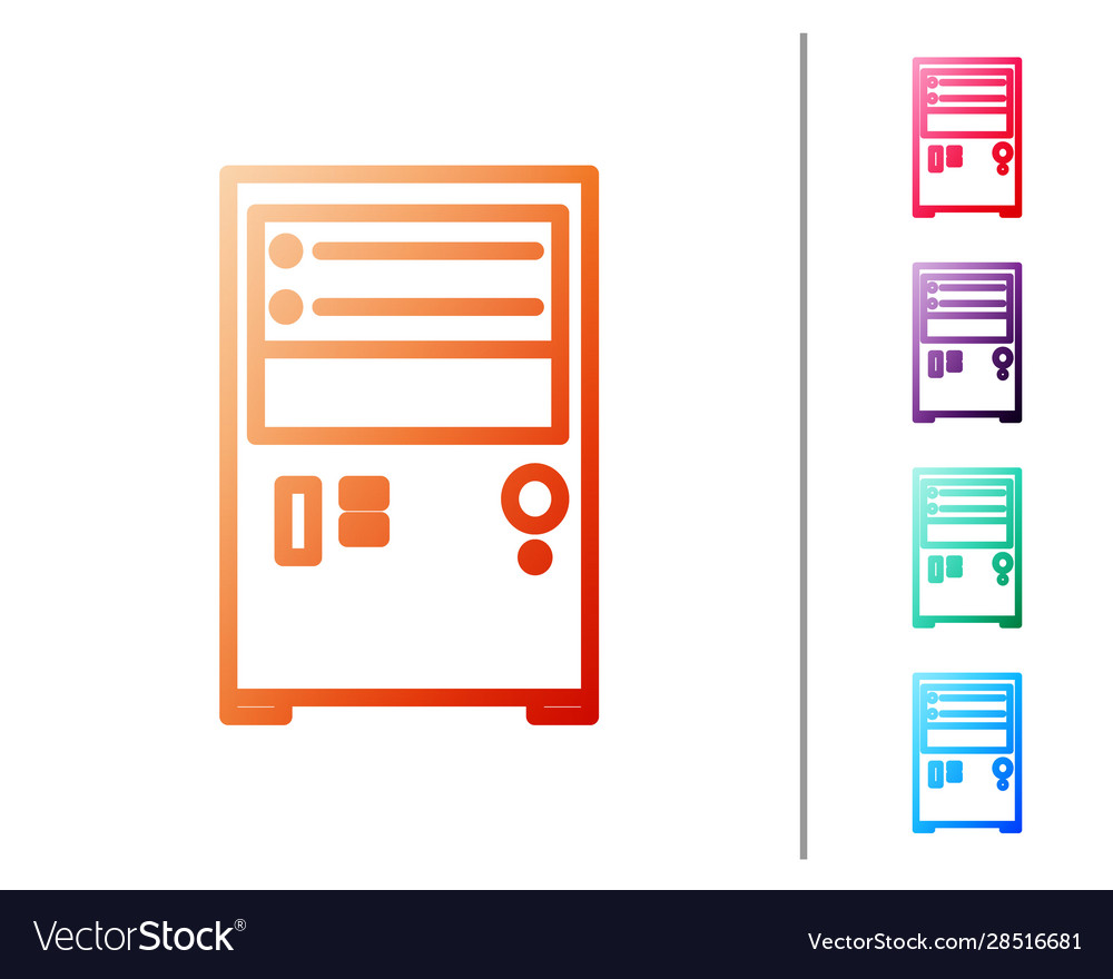Red line computer icon isolated on white vector image Red line computer icon isolated on white