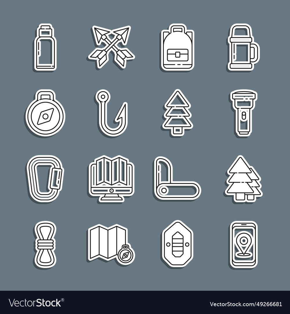 Set line city map navigation tree flashlight vector image Set line city map navigation tree flashlight