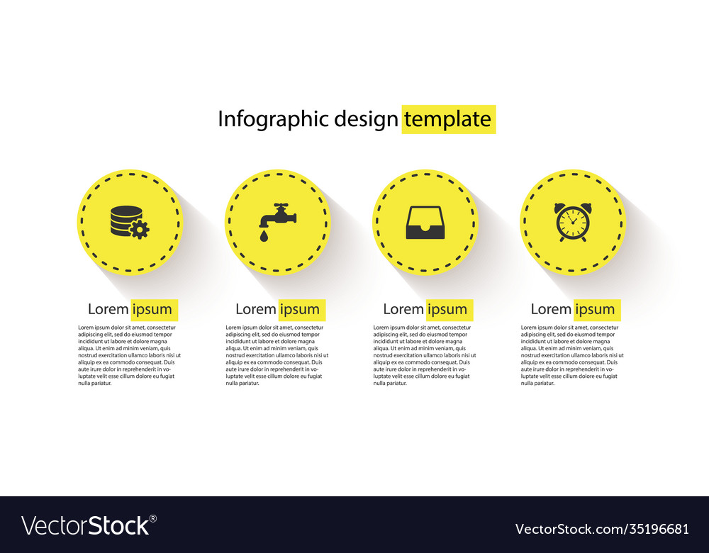 Set setting database server water tap social vector image Set setting database server water tap social