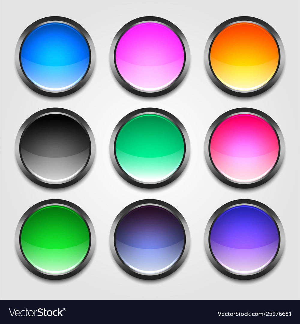 Shiny colorful empty buttons set