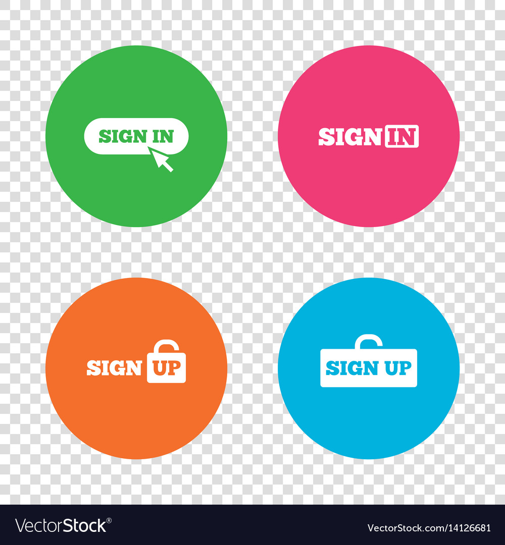 Sign in icons login with arrow hand pointer