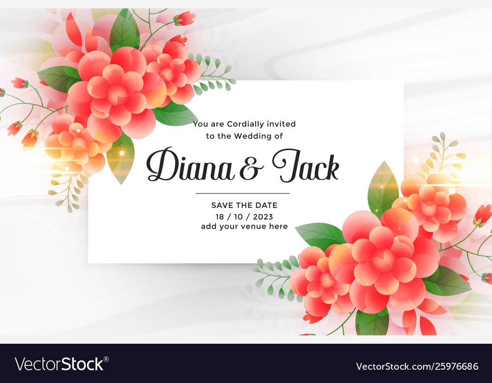 Beautiful wedding invitation card with flower