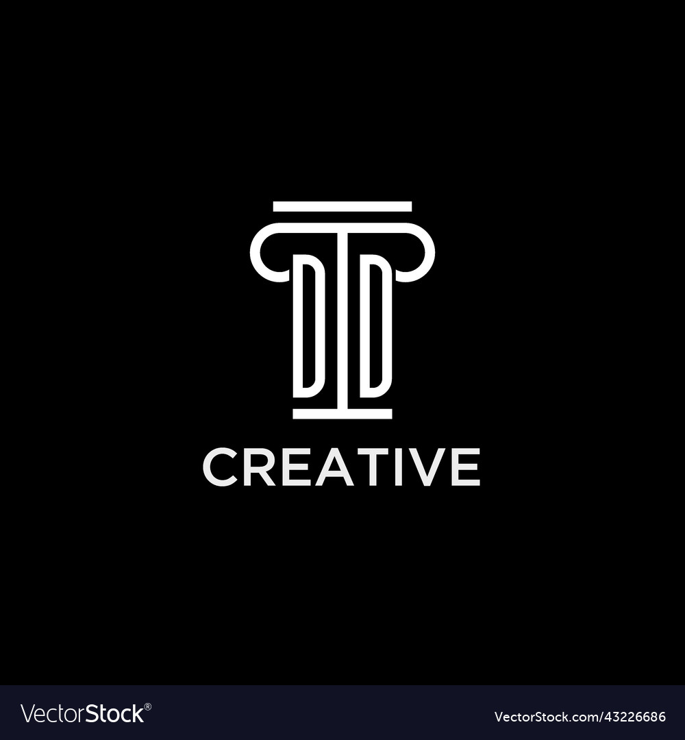 Dd monogram initial logo with pillar shape icon Vector Image Dd monogram initial logo with pillar shape icon